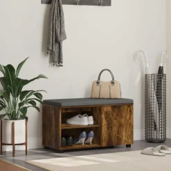 vidaXL Banc d'entrée avec coussin Chêne Fumé 80 x 38 x 46 cm