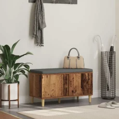 vidaXL Banc d'entrée avec coussin Bois ancien 80 x 38 x 46 cm