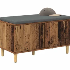 vidaXL Banc d'entrée avec coussin Bois ancien 80 x 38 x 46 cm