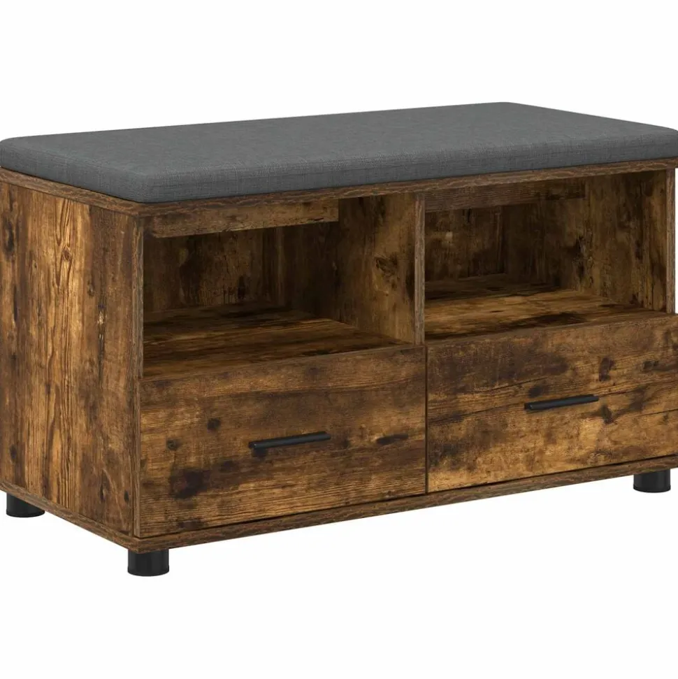 vidaXL Banc d'entrée avec coussin Chêne Fumé 80 x 38 x 46 cm