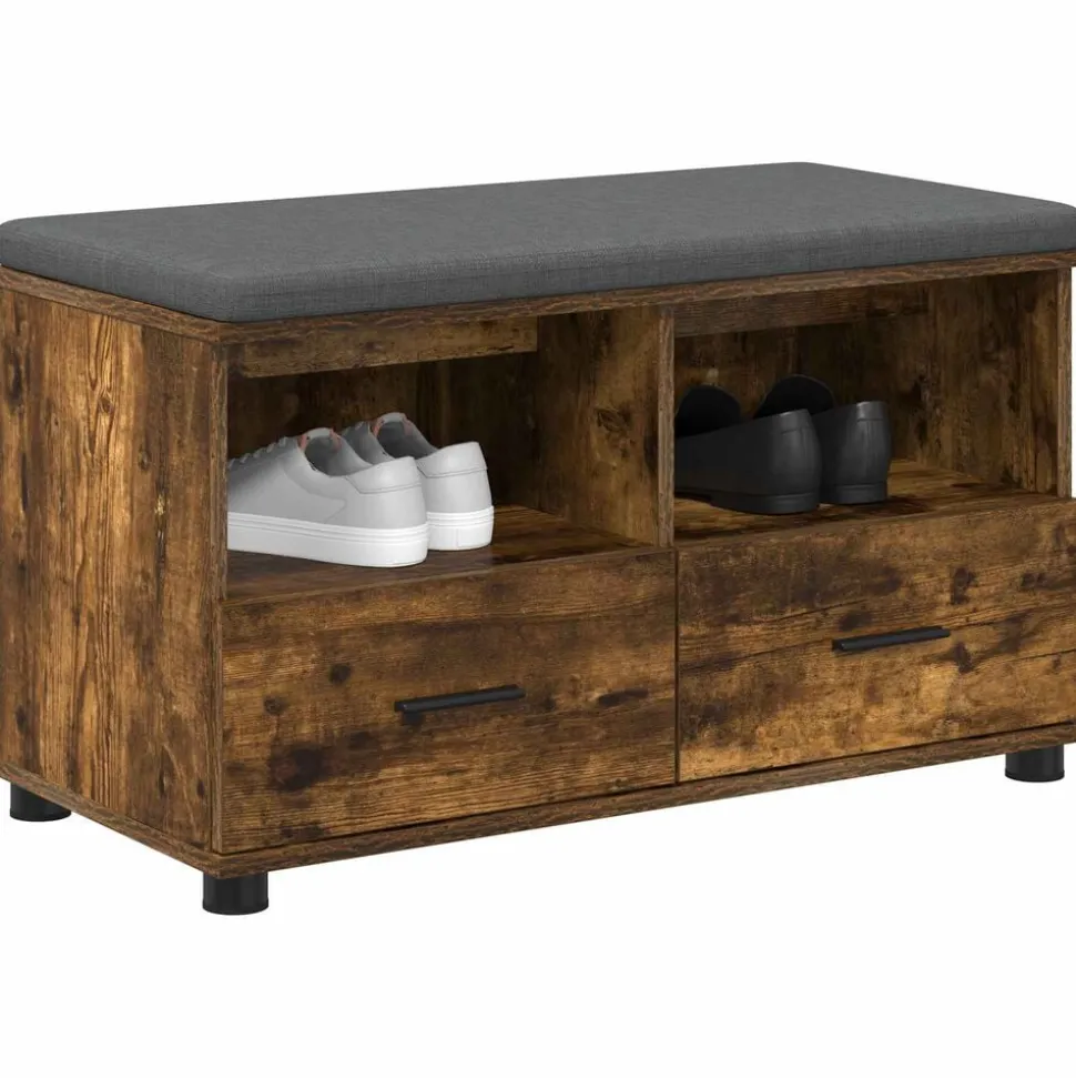 vidaXL Banc d'entrée avec coussin Chêne Fumé 80 x 38 x 46 cm