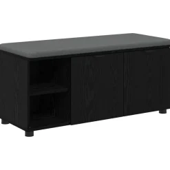 vidaXL Banc d'entrée avec coussin Chêne Noir 100 x 38 x 46 cm