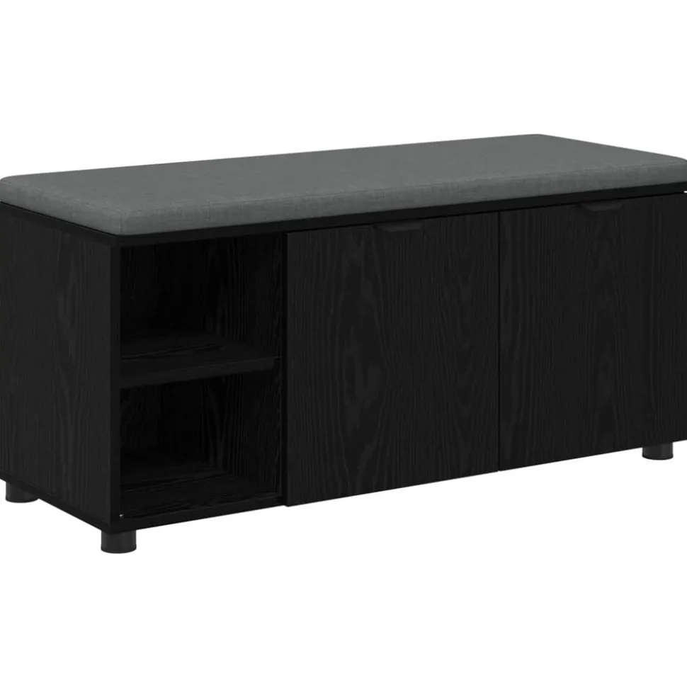 vidaXL Banc d'entrée avec coussin Chêne Noir 100 x 38 x 46 cm