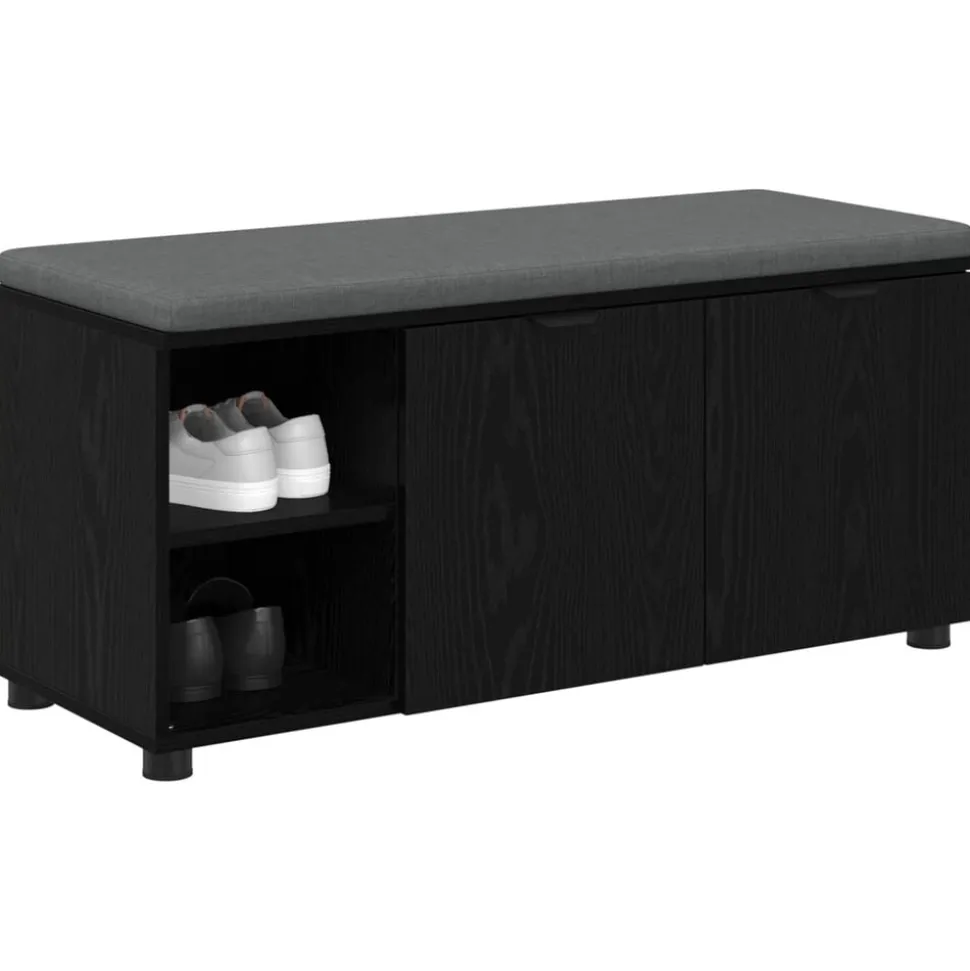 vidaXL Banc d'entrée avec coussin Chêne Noir 100 x 38 x 46 cm