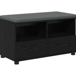 vidaXL Banc d'entrée avec coussin Chêne Noir 80 x 38 x 46 cm