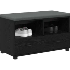 vidaXL Banc d'entrée avec coussin Chêne Noir 80 x 38 x 46 cm