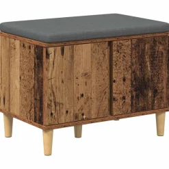 vidaXL Banc d'entrée avec coussin Bois ancien 60 x 38 x 46 cm