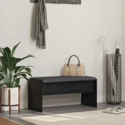 vidaXL Banc d'entrée avec coussin Chêne noir 83 x 38 x 40 cm
