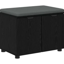 vidaXL Banc d'entrée avec coussin Chêne Noir 60 x 38 x 46 cm