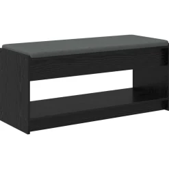 vidaXL Banc d'entrée avec coussin Chêne Noir 103 x 38 x 45 cm