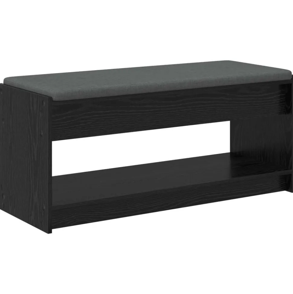 vidaXL Banc d'entrée avec coussin Chêne Noir 103 x 38 x 45 cm