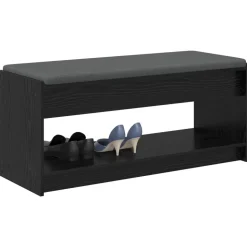 vidaXL Banc d'entrée avec coussin Chêne Noir 103 x 38 x 45 cm