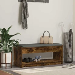 vidaXL Banc d'entrée avec coussin Chêne Fumé 103 x 38 x 45 cm