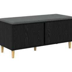 vidaXL Banc d'entrée avec coussin Chêne Noir 100 x 38 x 46 cm
