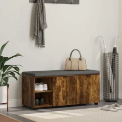 vidaXL Banc d'entrée avec coussin Chêne Fumé 100 x 38 x 46 cm