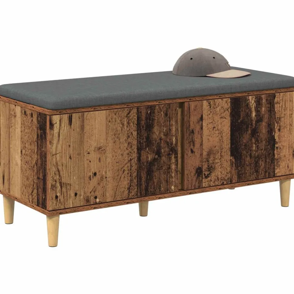 vidaXL Banc d'entrée avec coussin Bois ancien 100 x 38 x 46 cm