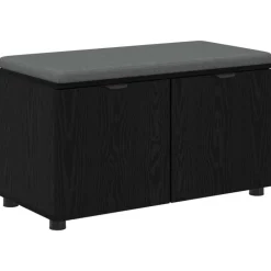 vidaXL Banc d'entrée avec coussin Chêne Noir 80 x 38 x 46 cm