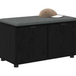 vidaXL Banc d'entrée avec coussin Chêne Noir 80 x 38 x 46 cm