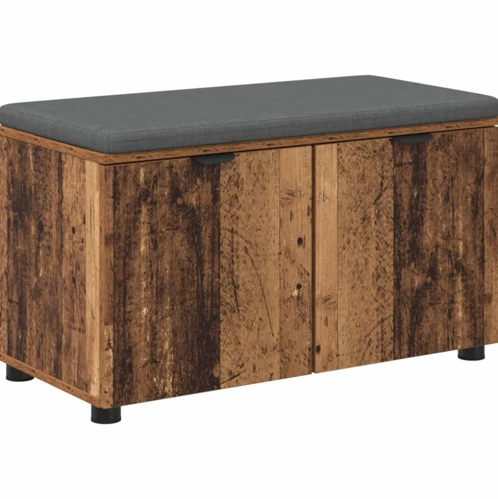 vidaXL Banc d'entrée avec coussin Bois ancien 80 x 38 x 46 cm