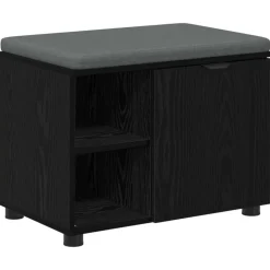 vidaXL Banc d'entrée avec coussin Chêne Noir 60 x 38 x 46 cm
