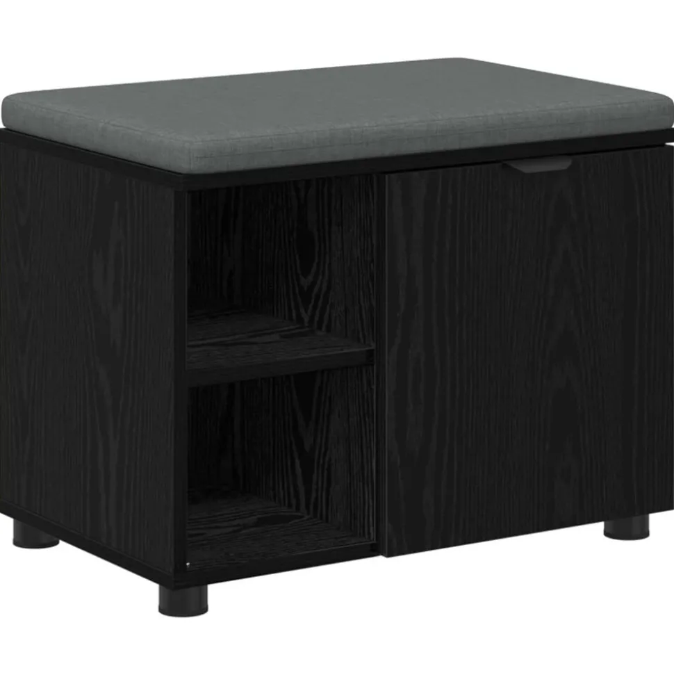 vidaXL Banc d'entrée avec coussin Chêne Noir 60 x 38 x 46 cm