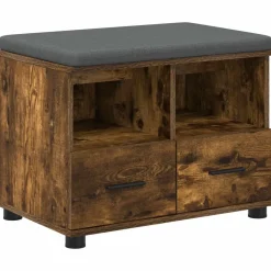 vidaXL Banc d'entrée avec coussin Chêne Fumé 60 x 38 x 46 cm