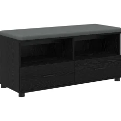 vidaXL Banc d'entrée avec coussin Chêne Noir 100 x 38 x 46 cm
