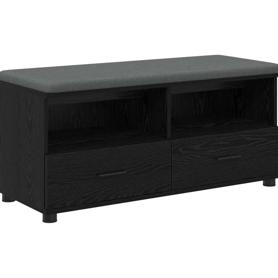 vidaXL Banc d'entrée avec coussin Chêne Noir 100 x 38 x 46 cm