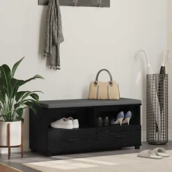 vidaXL Banc d'entrée avec coussin Chêne Noir 100 x 38 x 46 cm