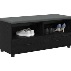 vidaXL Banc d'entrée avec coussin Chêne Noir 100 x 38 x 46 cm