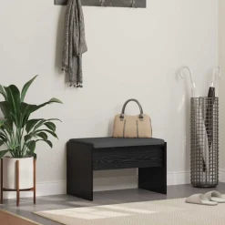 vidaXL Banc d'entrée avec coussin Chêne noir 63 x 38 x 40 cm