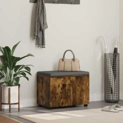 vidaXL Banc d'entrée avec coussin Chêne Fumé 60 x 38 x 46 cm
