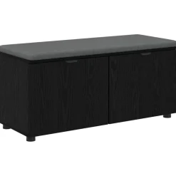 vidaXL Banc d'entrée avec coussin Chêne Noir 100 x 38 x 46 cm