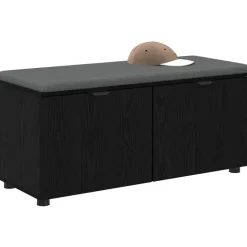 vidaXL Banc d'entrée avec coussin Chêne Noir 100 x 38 x 46 cm