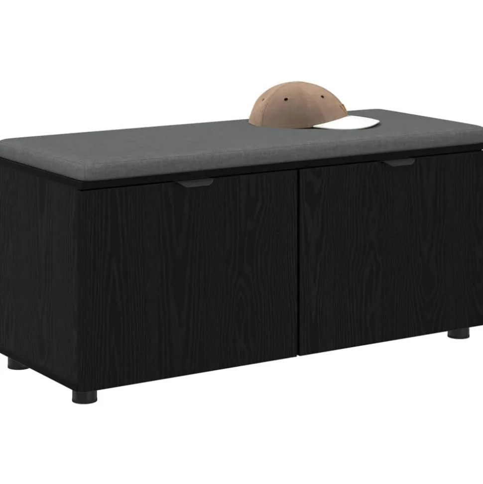 vidaXL Banc d'entrée avec coussin Chêne Noir 100 x 38 x 46 cm
