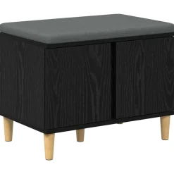 vidaXL Banc d'entrée avec coussin Chêne Noir 60 x 38 x 46 cm