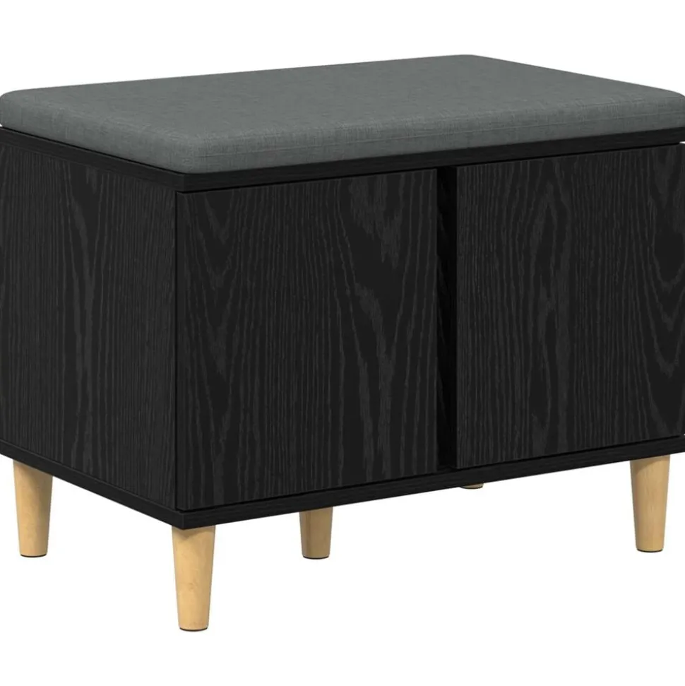 vidaXL Banc d'entrée avec coussin Chêne Noir 60 x 38 x 46 cm
