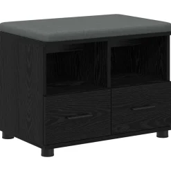 vidaXL Banc d'entrée avec coussin Chêne Noir 60 x 38 x 46 cm