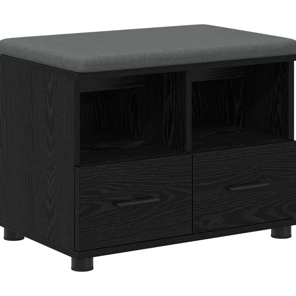 vidaXL Banc d'entrée avec coussin Chêne Noir 60 x 38 x 46 cm