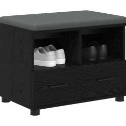 vidaXL Banc d'entrée avec coussin Chêne Noir 60 x 38 x 46 cm
