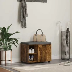 vidaXL Banc d'entrée avec coussin Chêne Fumé 60 x 38 x 46 cm