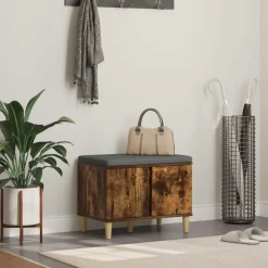 vidaXL Banc d'entrée avec coussin Chêne Fumé 60 x 38 x 46 cm