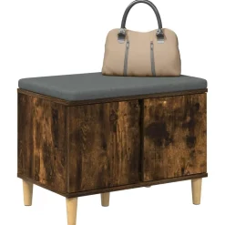 vidaXL Banc d'entrée avec coussin Chêne Fumé 60 x 38 x 46 cm