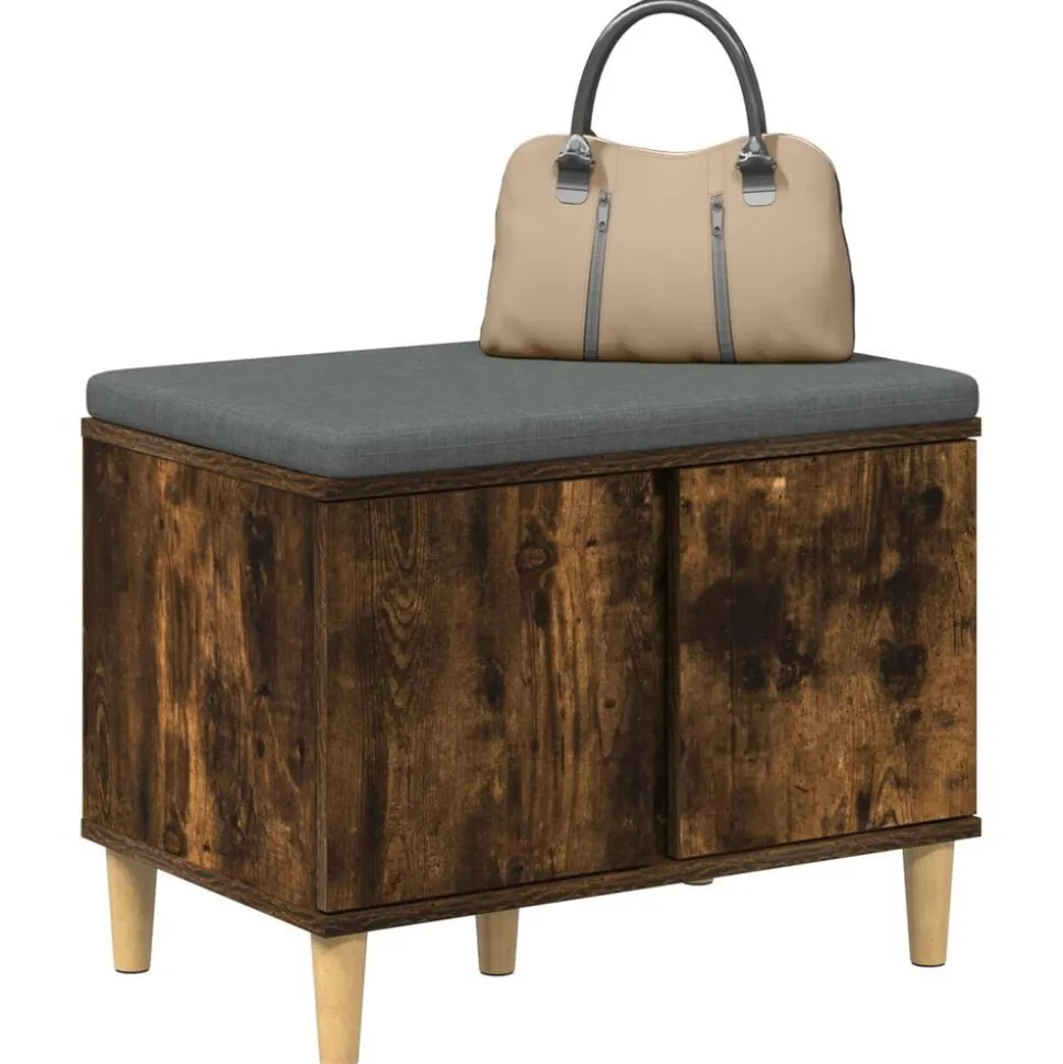 vidaXL Banc d'entrée avec coussin Chêne Fumé 60 x 38 x 46 cm