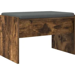 vidaXL Banc d'entrée avec coussin Chêne fumé 63 x 38 x 40 cm