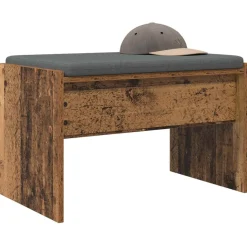 vidaXL Banc d'entrée avec coussin Bois ancien 63 x 38 x 40 cm