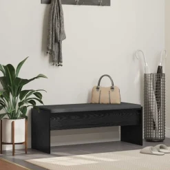 vidaXL Banc d'entrée avec coussin Chêne noir 103 x 38 x 40 cm