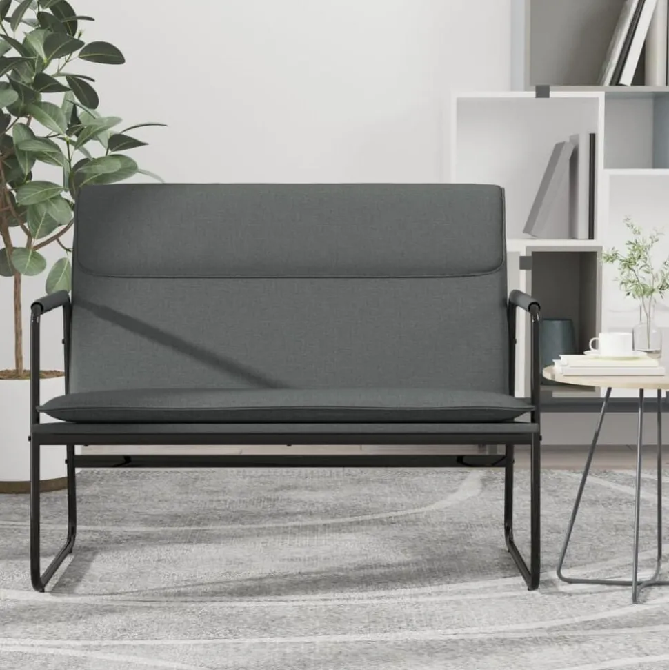 vidaXL Banc Gris foncé 100x64x80 cm Tissu