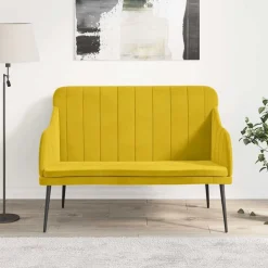 vidaXL Banc Jaune 110x76x80 cm Velours