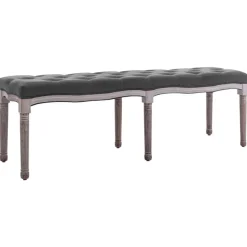 vidaXL Banc Lin Bois solide 150x40x48 cm Gris foncé